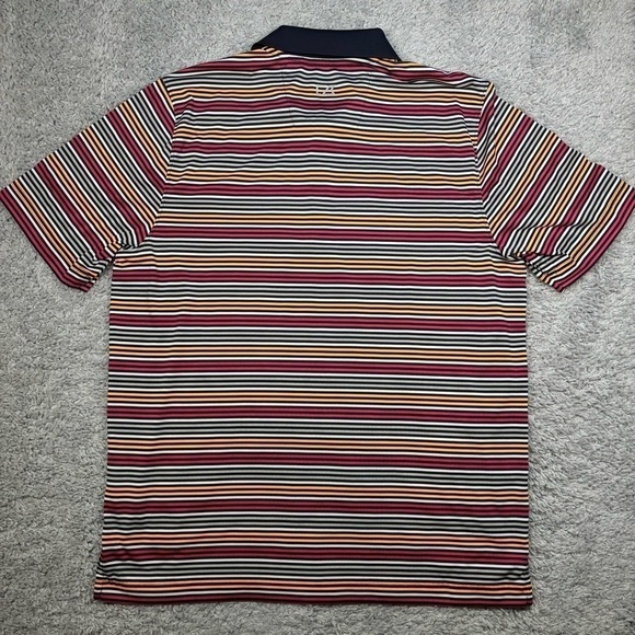 Cutter & Buck Shirt Mens Large Golf Polo Pink Orange Bright Stripes Moisture Wic - Picture 5 of 5